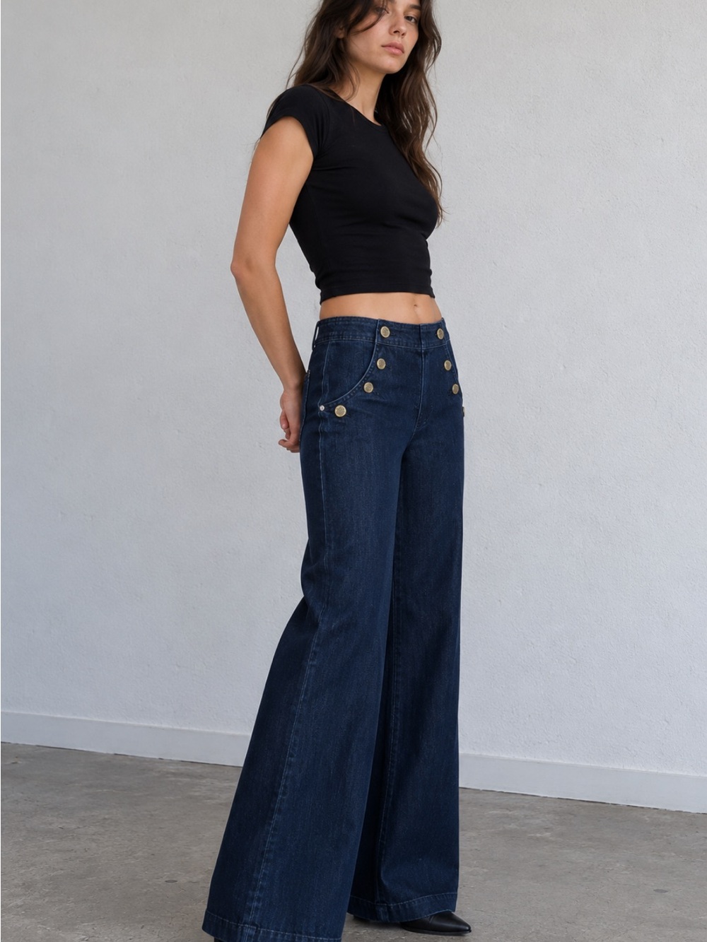 Fortune Denim Vintage Y2K Low Rise Sailor Wide Leg Jeans Made in USA Size 28